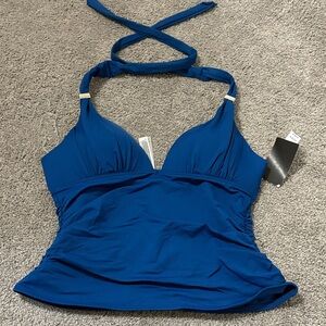 Victoria's Secret Blue Halter Bikini Top with Gold Accent